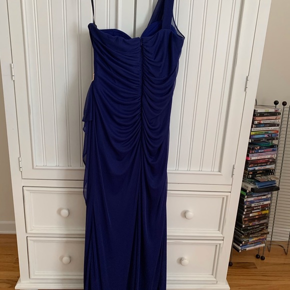 Ruched waisted cocktail gown with sequenced trim - Picture 2 of 2